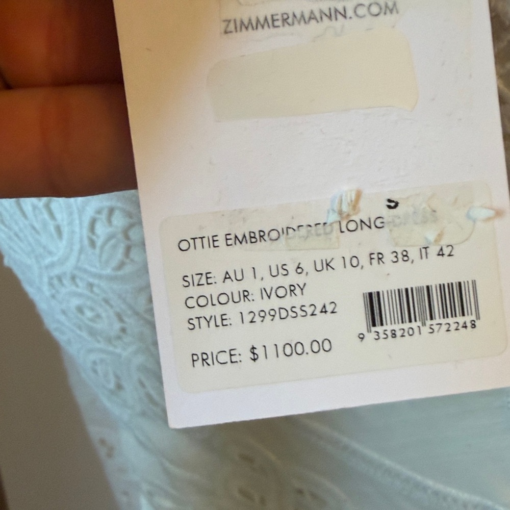 Zimmermann White Long-Sleeve Eyelet Lace Midi Dress - Picture 12 of 15